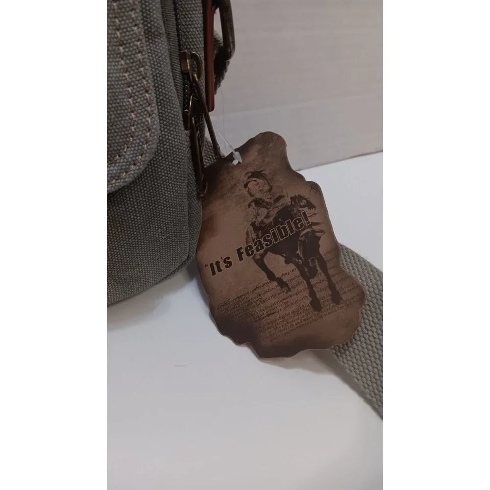 Fiddler's Restaurant Hillsville Virginia NWT Grey Canvas Crossbody Travel Bag